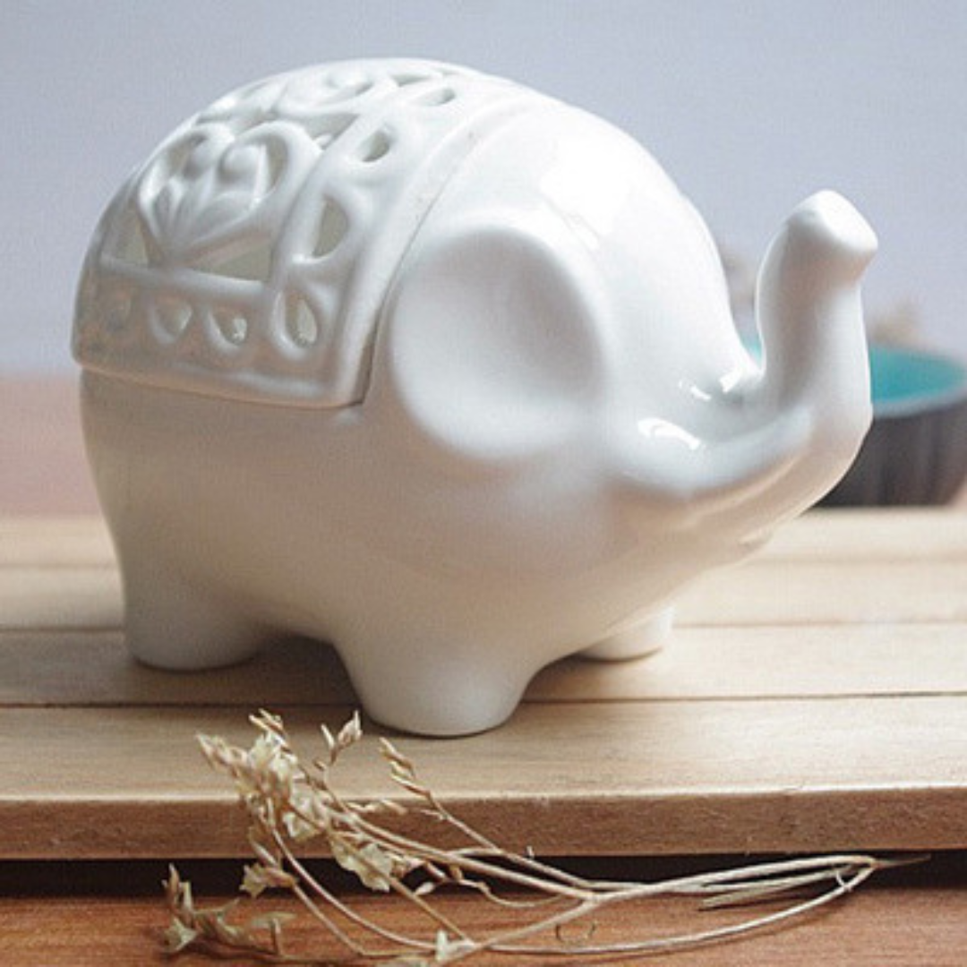 Ceramic Hollow Elephant Candle Holder Incense
