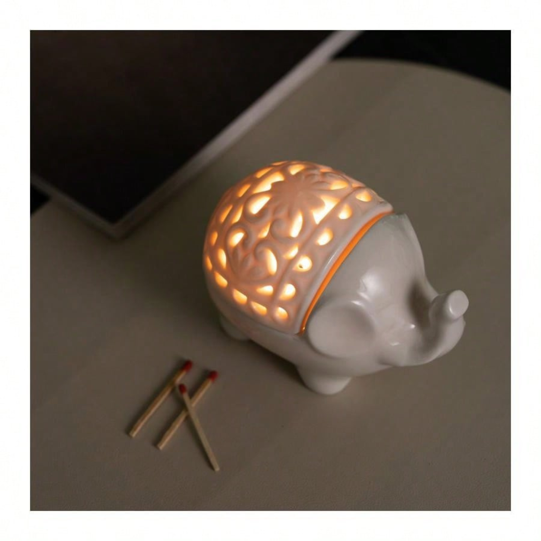 Ceramic Hollow Elephant Candle Holder Incense