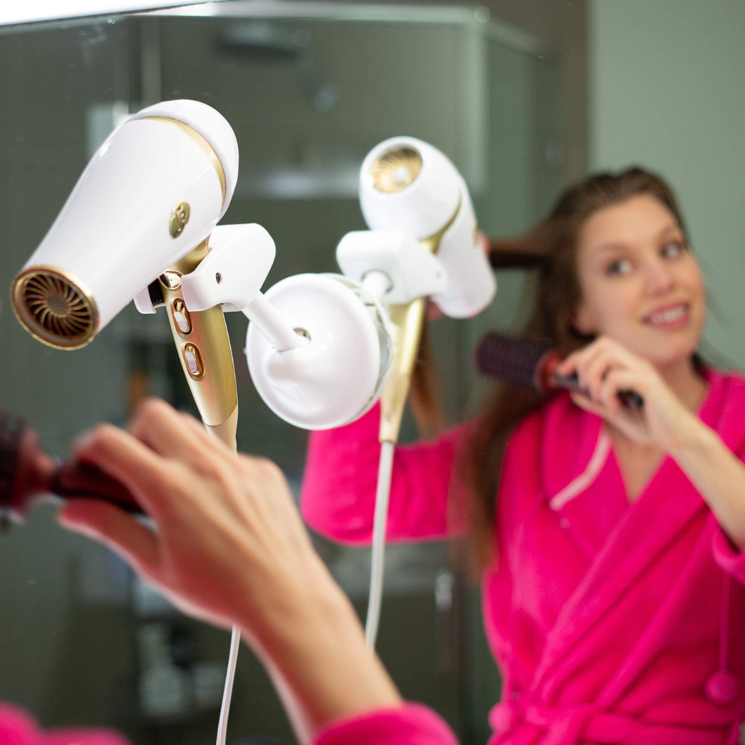 Adjustable hair dryer holder
