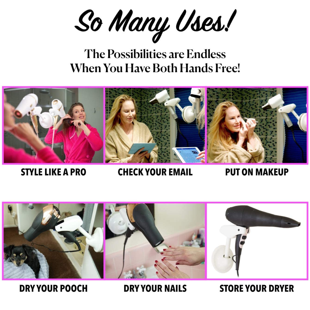 Adjustable hair dryer holder