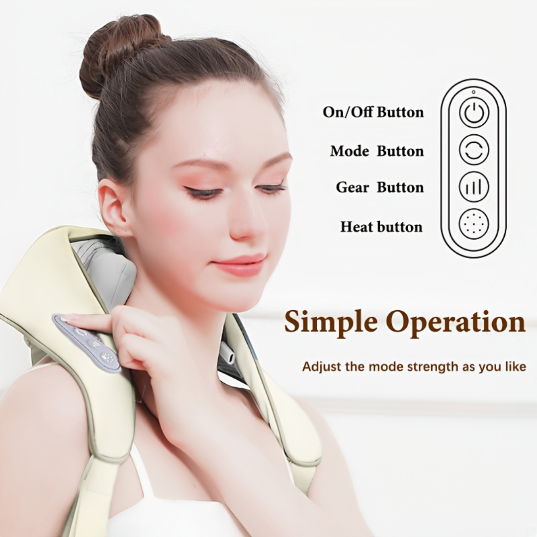 Acupressure massager with heating and kneading